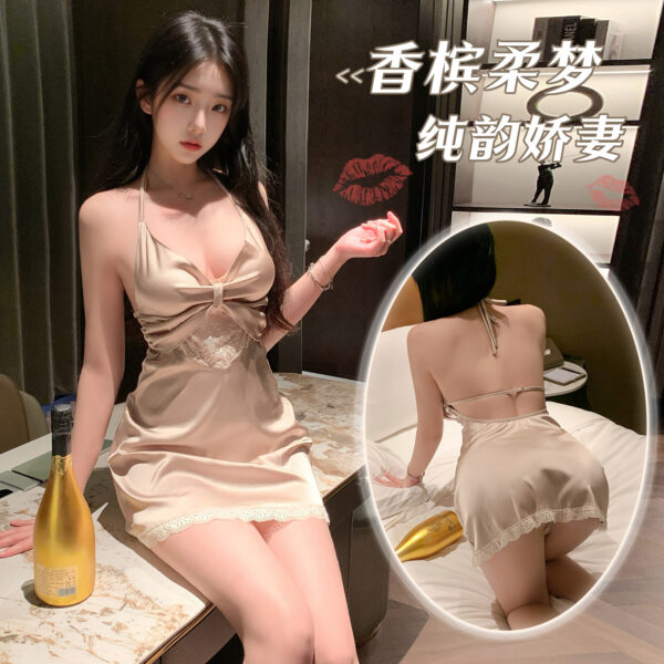 Pure Grace Deep V Open-Back Nightgown